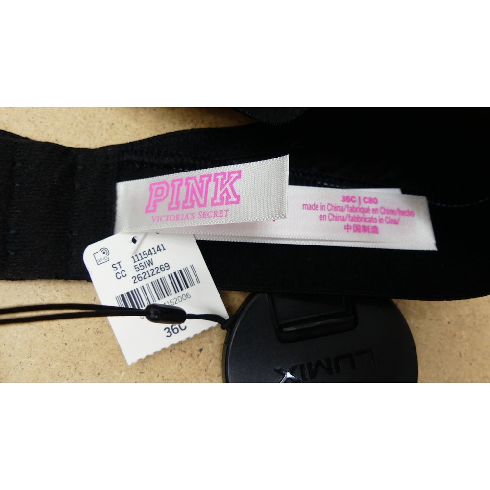 Victoria's Secret PINK Push-Up Bra Women 36C Black Cherry Print Underwire - Picture 3 of 3